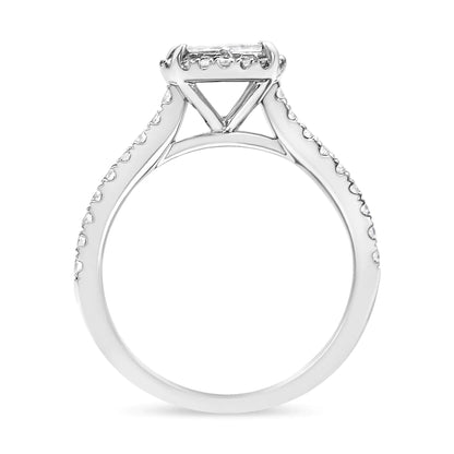 14K White Gold 1.00 Cttw Invisible Set Princess Diamond Composite Cushion Shaped Engagement Ring (H-I Color, I1-I2 Clarity) WEM Support (www.WEM.support)