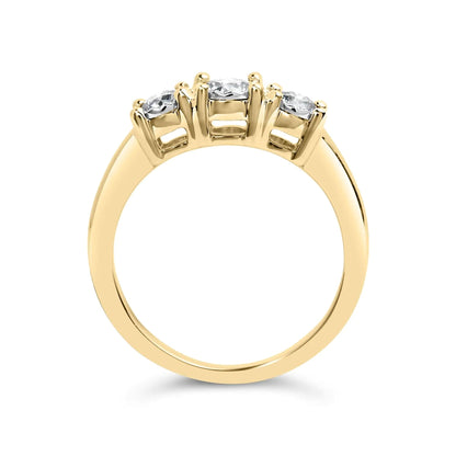 10K Yellow Gold 1/2 Cttw Miracle Set Round Diamond Three Stone Illusion Plate Ring (I-J Color, I2-I3 Clarity) WEM Support (www.WEM.support)