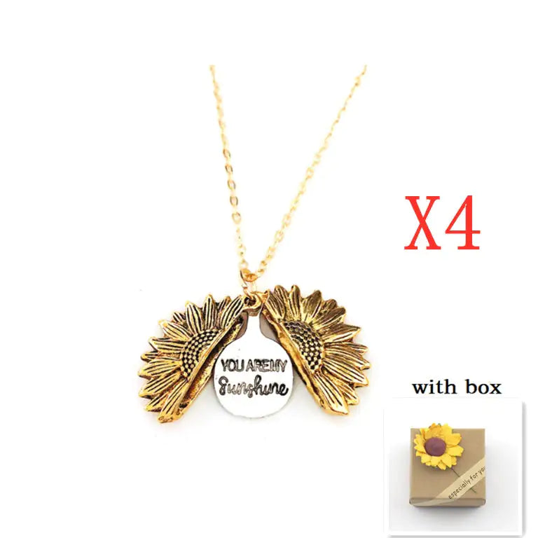 Sunflower Double Lettering Necklace WEM Support (www.WEM.support)