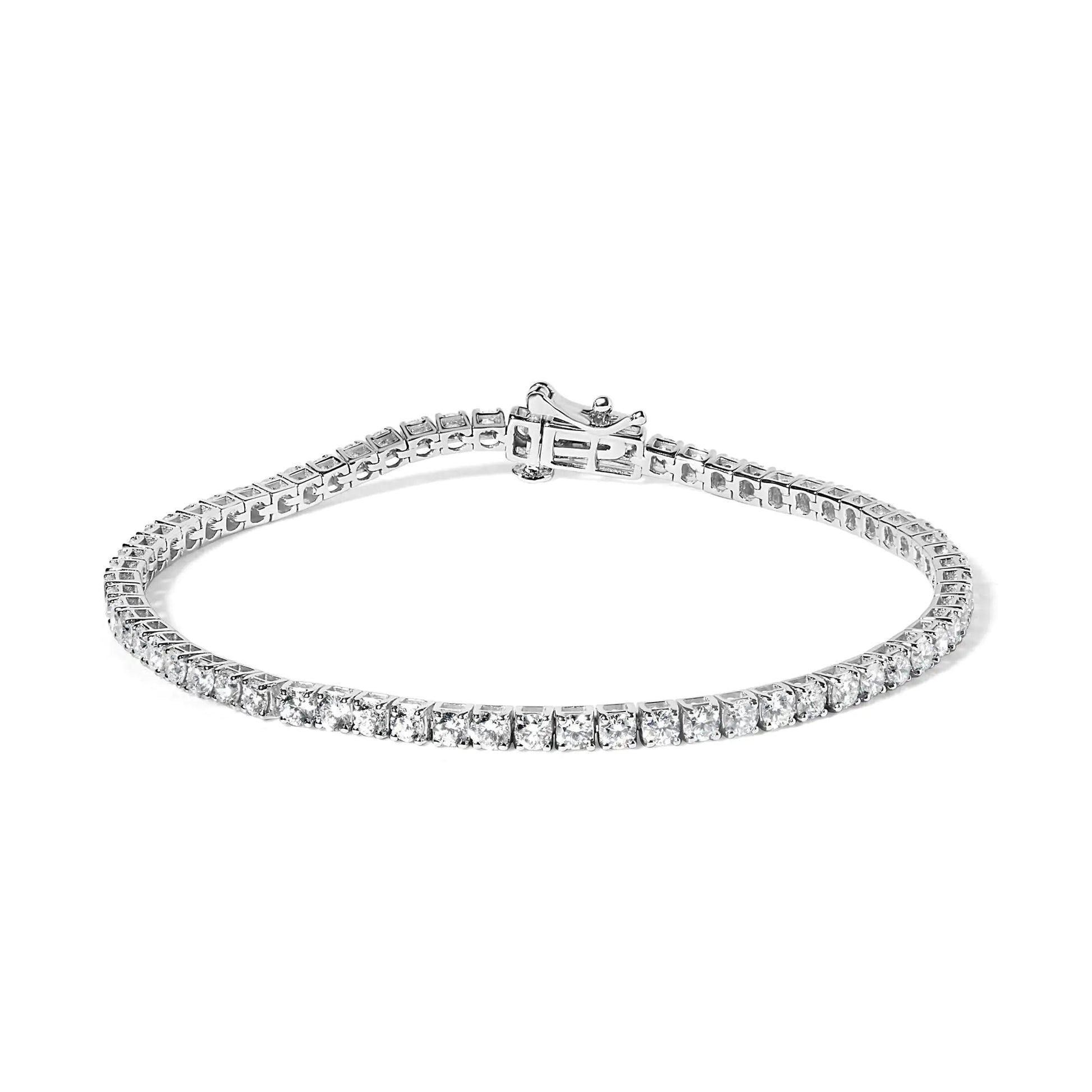 14K White Gold Lab Grown 4.00 Cttw Round Brilliant Cut Diamond Prong Set Classic Tennis Bracelet - 7" (F-G Color, VS2-SI1 Clarity) WEM Support (www.WEM.support)