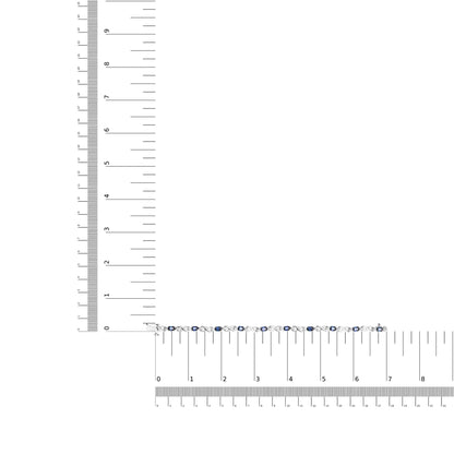 10K White Gold 5x4mm Oval Sapphire Gemstone and 1/10 Cttw Diamond Prong Set "X" Link Bracelet - Size 7" (H-I Color, SI1-SI2 Clarity) WEM Support (www.WEM.support)