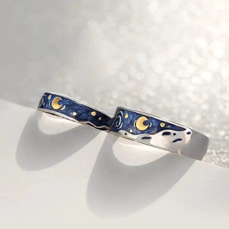 Van Gogh Starry Sky Open Lover Fashion Rings WEM Support (www.WEM.support)