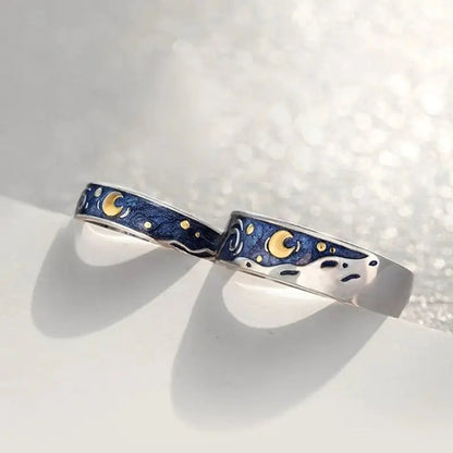 Van Gogh Starry Sky Open Lover Fashion Rings WEM Support (www.WEM.support)