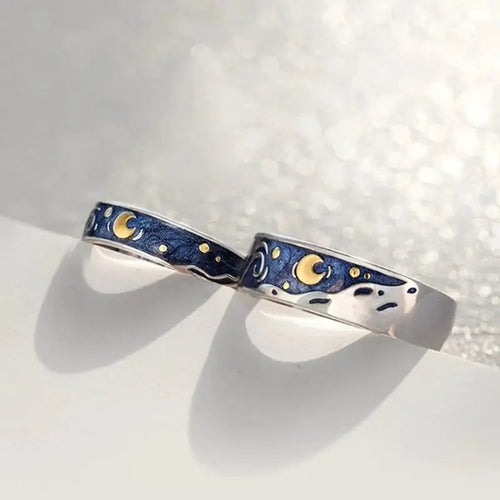 Van Gogh Starry Sky Open Lover Fashion Rings WEM Support (www.WEM.support)