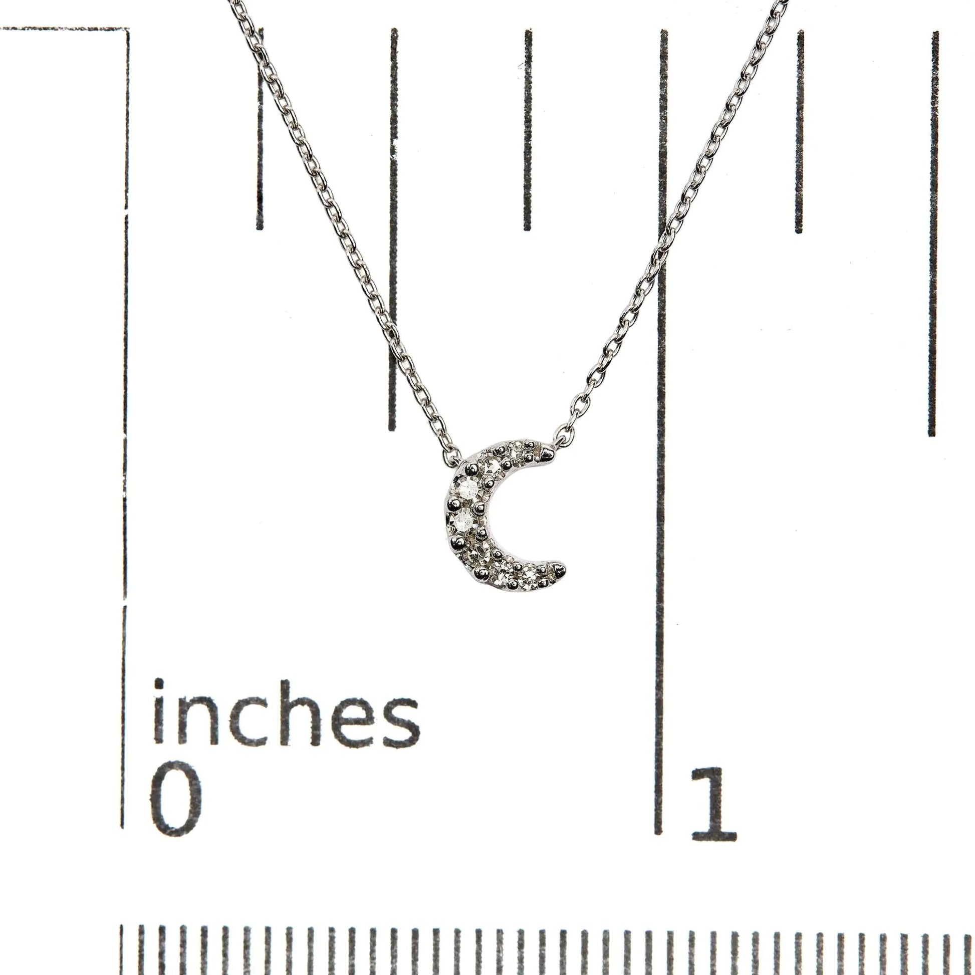 10K White Gold Diamond Accented Crescent Moon Shaped 18" Inch Pendant Necklace (H-I Color, I1-I2 Clarity) WEM Support (www.WEM.support)