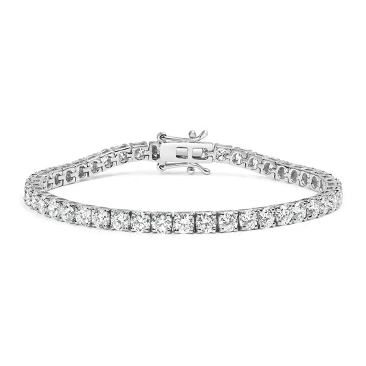 10K White Gold 10.00 Cttw Prong Set Lab Grown Round Diamond Classic Tennis Bracelet (F-G Color, VS2-SI1 Clarity) - 7.25" WEM Support (www.WEM.support)