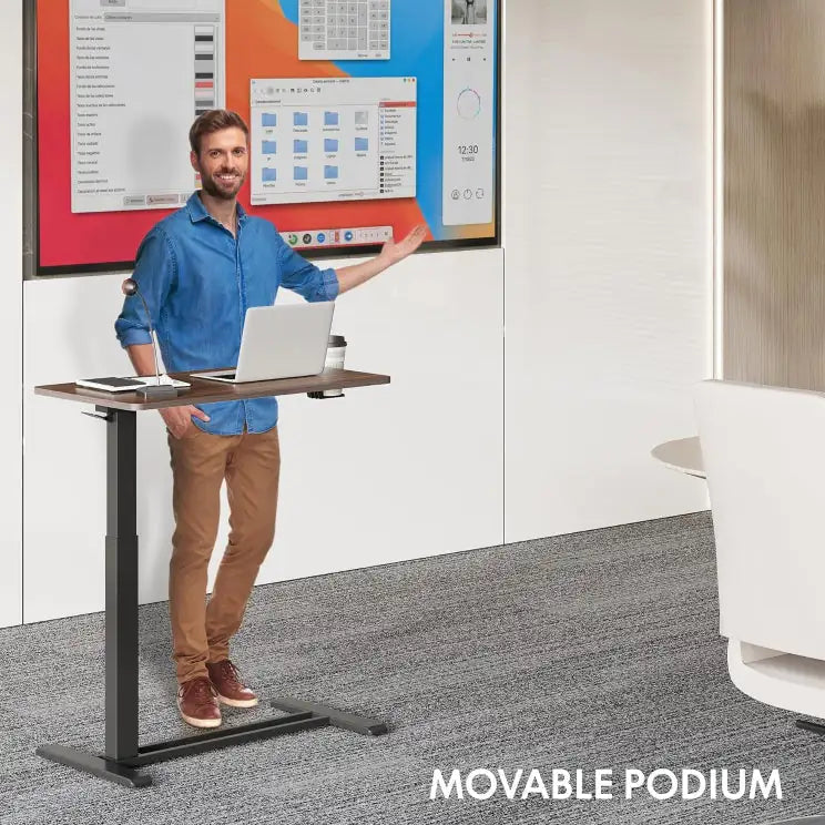 Standing Scroll Table With Hidden Wheels Side Table Height-adjustable Bed Table WEM Support (www.WEM.support)