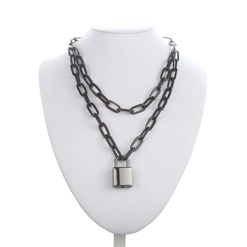 Double Layer Lock Chain Necklace WEM Support (www.WEM.support)