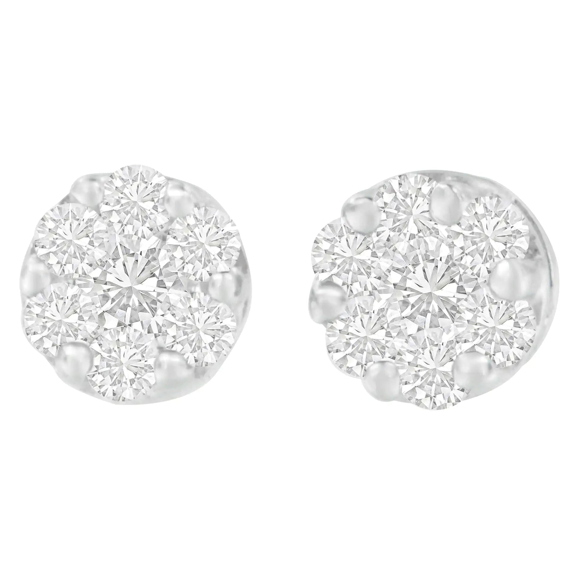 14K White Gold 1 1/4 cttw Round Cut Diamond Earrings (H-I, SI2-I1) WEM Support (www.WEM.support)