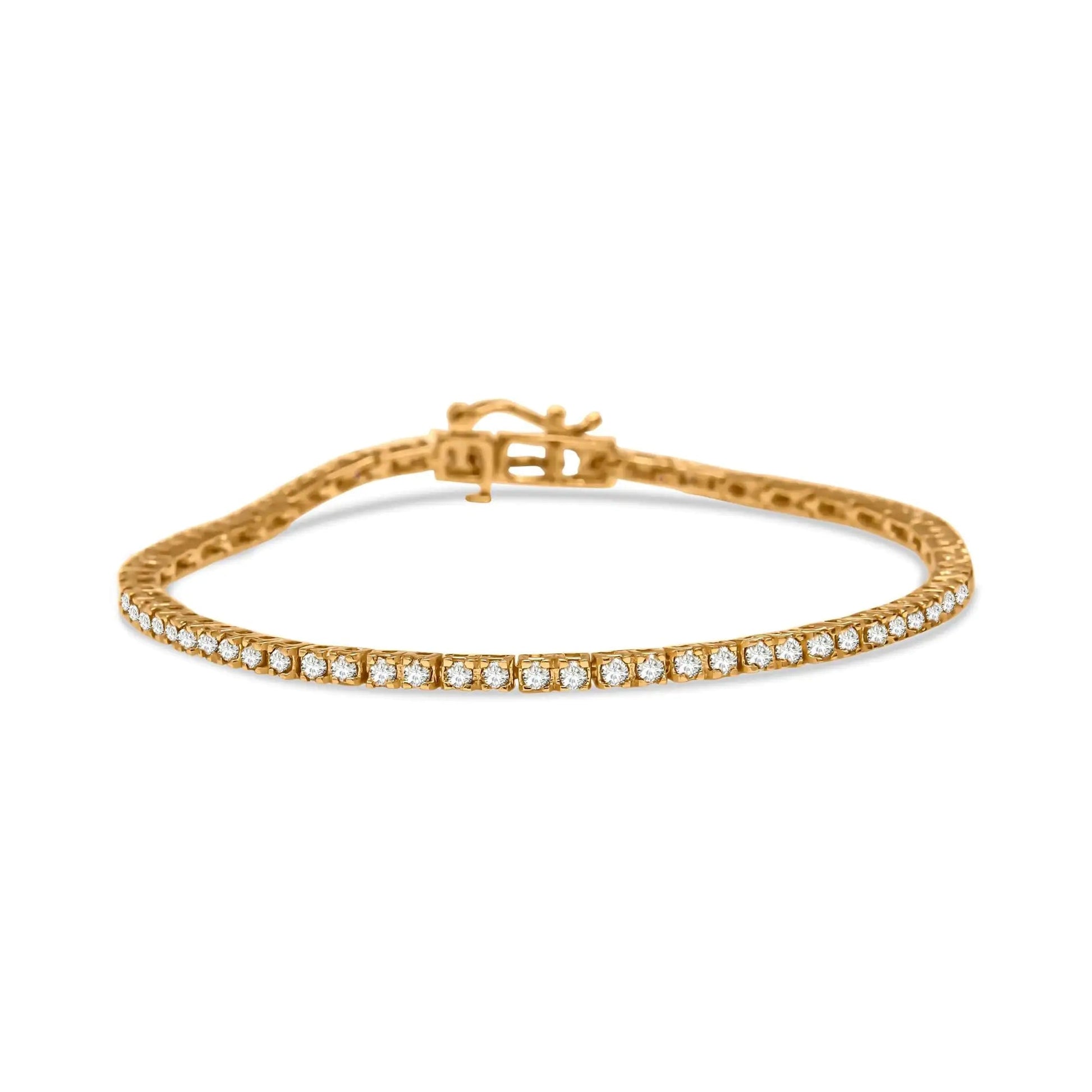 10K Yellow Gold Plated .925 Sterling Silver 2.0 Cttw Champagne Diamond Tennis 7" Bracelet (Champagne Color, I3 Clarity) WEM Support (www.WEM.support)