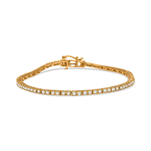10K Yellow Gold Plated .925 Sterling Silver 2.0 Cttw Champagne Diamond Tennis 7" Bracelet (Champagne Color, I3 Clarity) WEM Support (www.WEM.support)