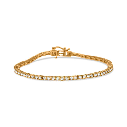 10K Yellow Gold Plated .925 Sterling Silver 2.0 Cttw Champagne Diamond Tennis 7" Bracelet (Champagne Color, I3 Clarity) WEM Support (www.WEM.support)
