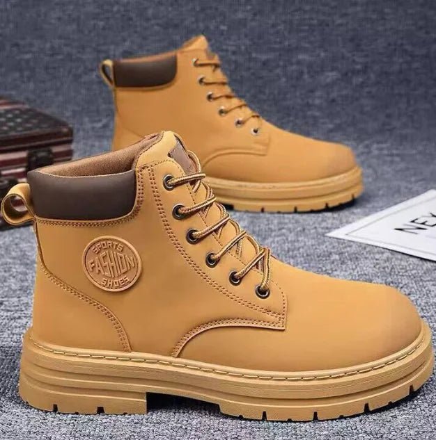 Men's British Style Short Leather Boots for Leisure - Catch Cards