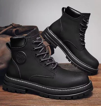 Men's British Style Short Leather Boots for Leisure - Catch Cards
