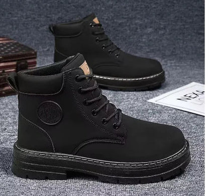 Men's British Style Short Leather Boots for Leisure - Catch Cards