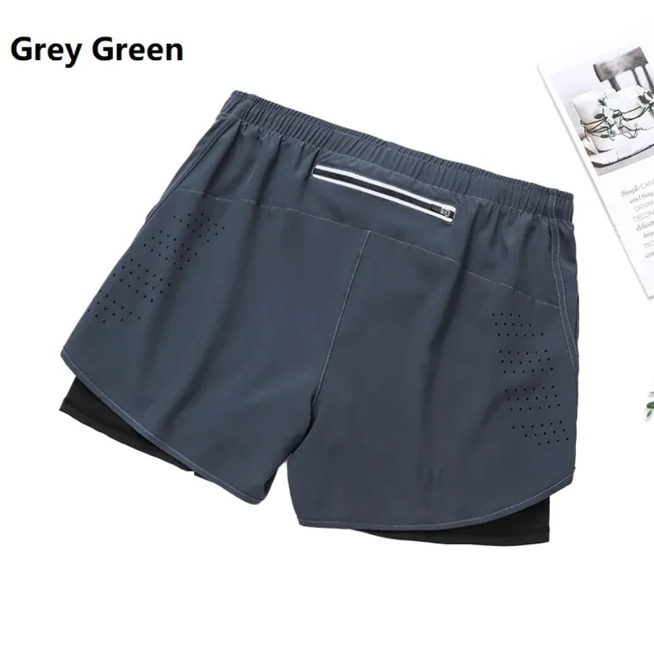 Men's Double - Layer Sports Shorts - Catch Cards