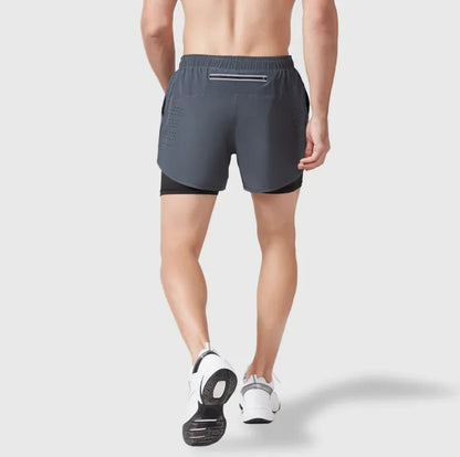 Men's Double - Layer Sports Shorts - Catch Cards
