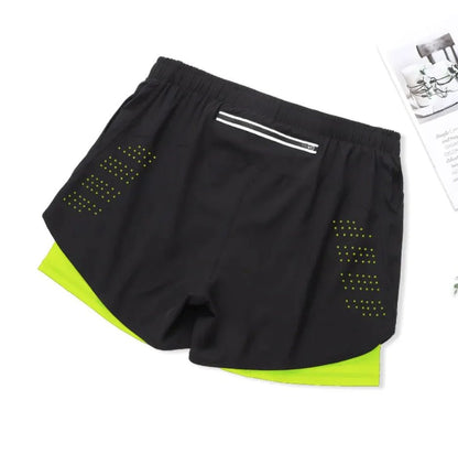 Men's Double - Layer Sports Shorts - Catch Cards