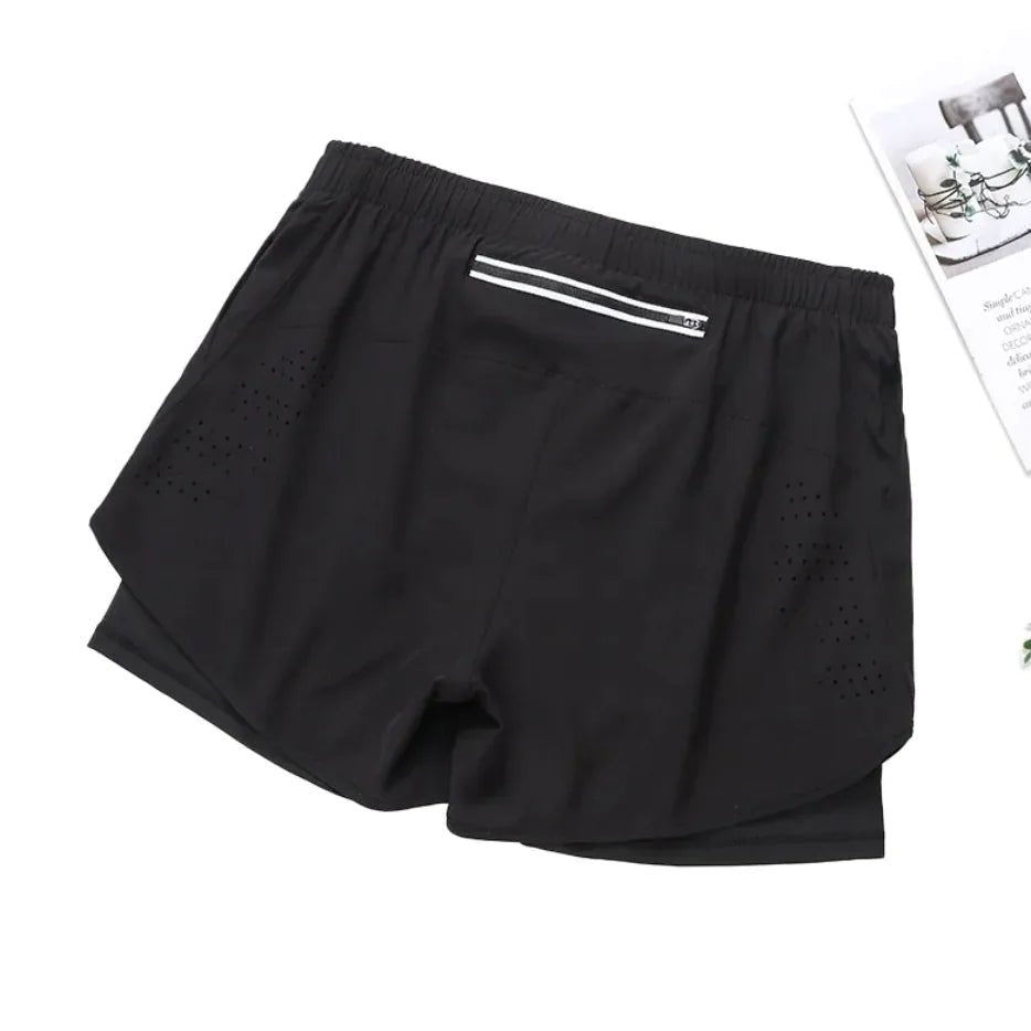 Men's Double - Layer Sports Shorts - Catch Cards