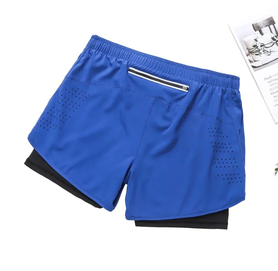 Men's Double - Layer Sports Shorts - Catch Cards
