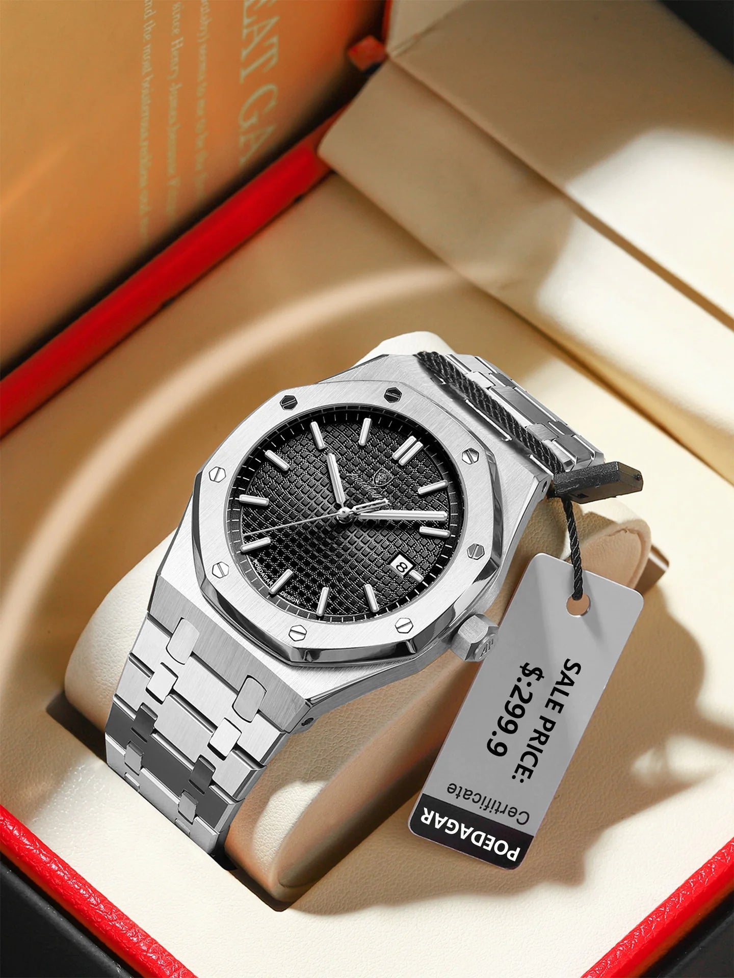 Men's Luminous Waterproof Quartz Watch - Catch Cards