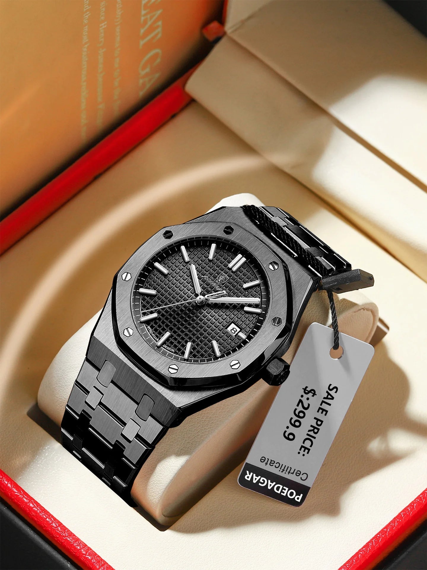 Men's Luminous Waterproof Quartz Watch - Catch Cards