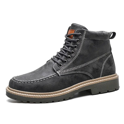 Men's Retro Fashion Casual Leather Tooling Boots - Catch Cards