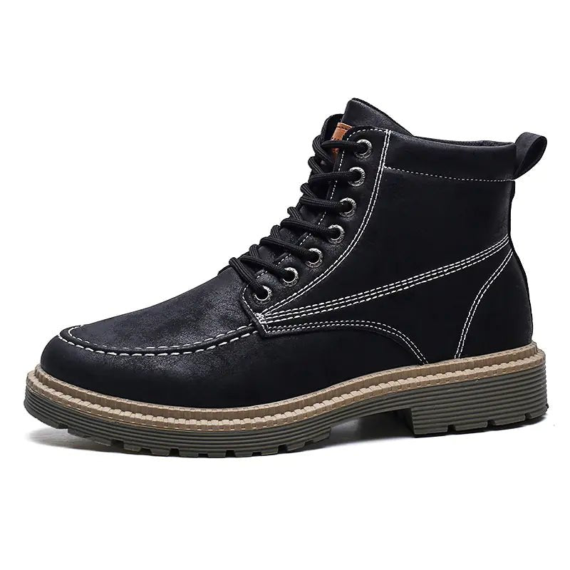 Men's Retro Fashion Casual Leather Tooling Boots - Catch Cards