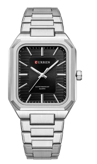Men's Steel Band Square Quartz Watch - Catch Cards