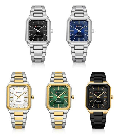 Men's Steel Band Square Quartz Watch - Catch Cards