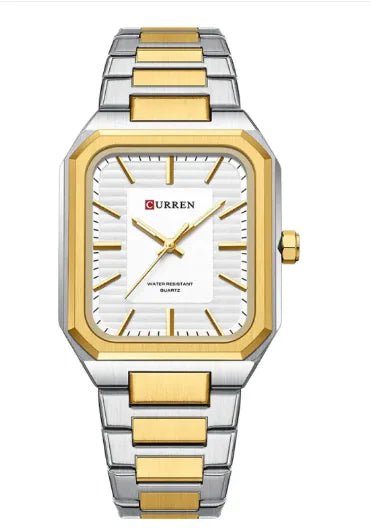 Men's Steel Band Square Quartz Watch - Catch Cards