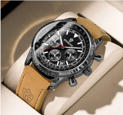 Men's Ultra - Thin Leather Strap Multifunctional Luminous Watch - Catch Cards