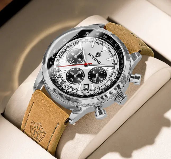 Men's Ultra - Thin Leather Strap Multifunctional Luminous Watch - Catch Cards