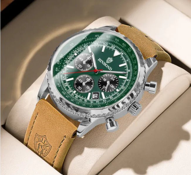 Men's Ultra - Thin Leather Strap Multifunctional Luminous Watch - Catch Cards