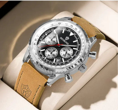 Men's Ultra - Thin Leather Strap Multifunctional Luminous Watch - Catch Cards