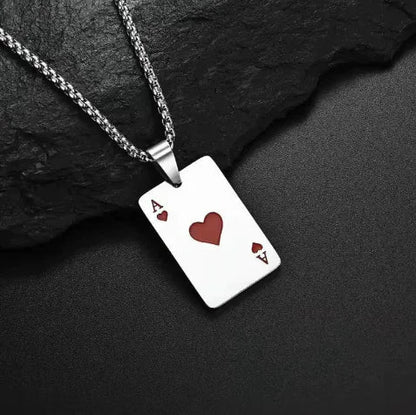 Stainless Steel Poker Card Necklace WEM Support (www.WEM.support)