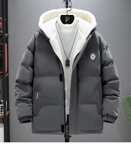 Berber Fleece Coat Cotton-padded Coat Men's Fake Two Pieces Hooded Cotton Jacket Thick Warm WEM Support (www.WEM.support)