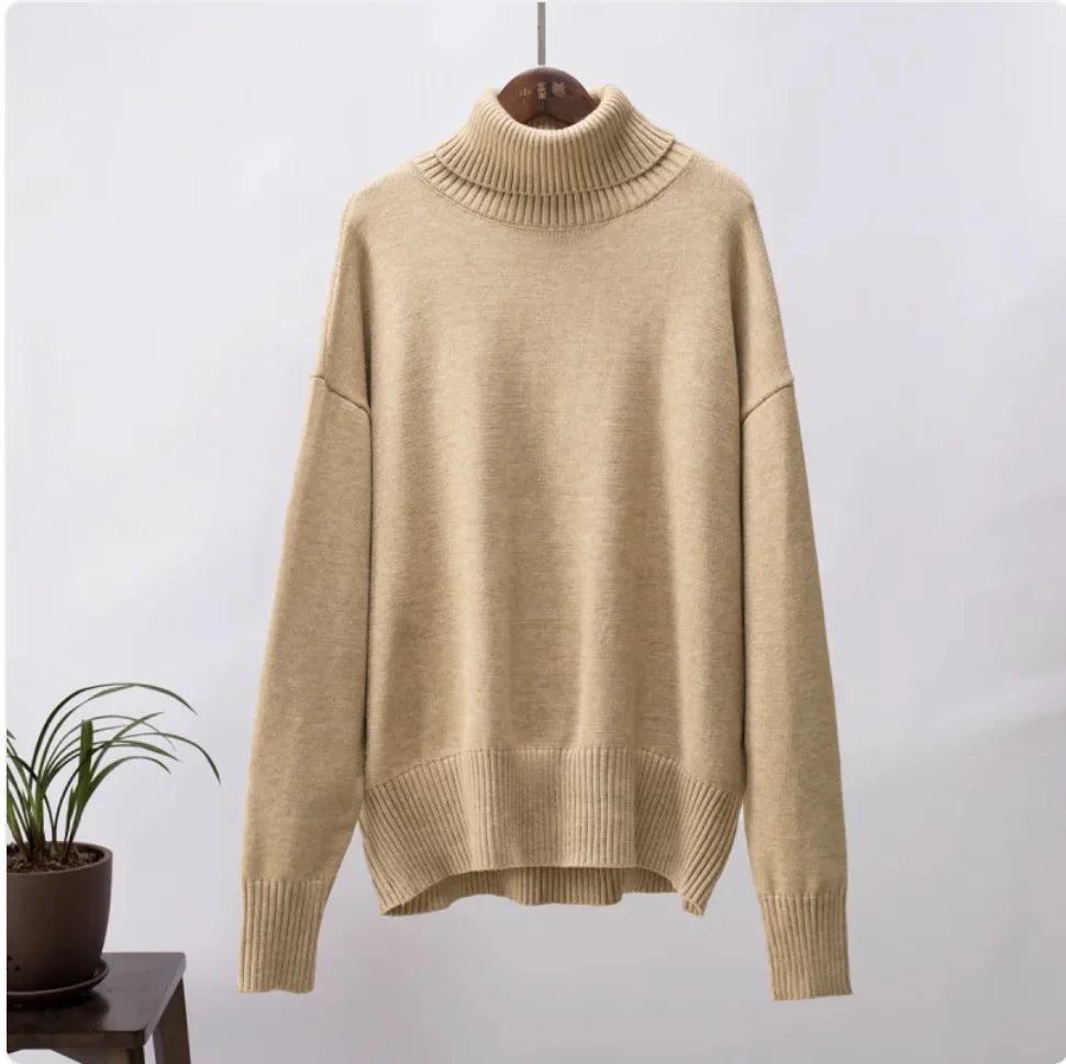 Women's Solid Color Turtleneck Sweater WEM Support (www.WEM.support)