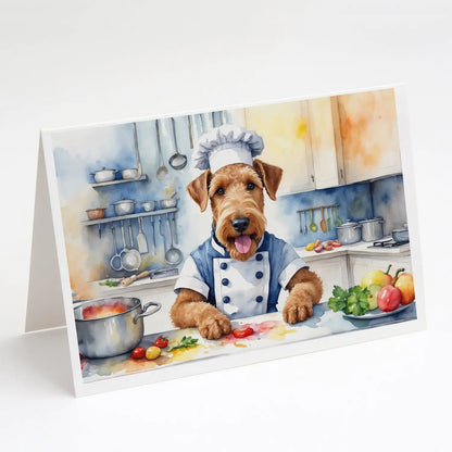Airedale Terrier The Chef Greeting Cards Pack of 8 WEM Support (www.WEM.support)