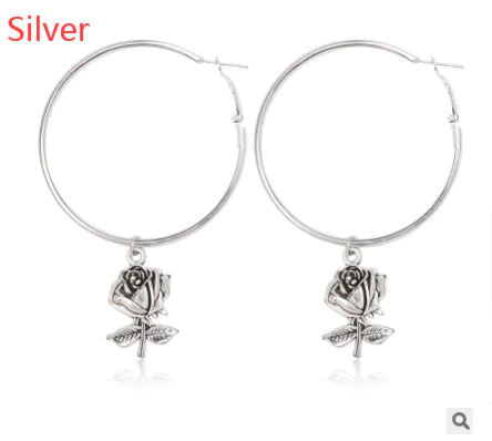 Dainty Rose Hoop Earings WEM Support (www.WEM.support)