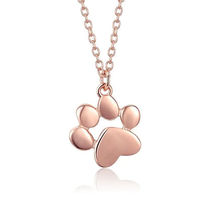 Silver & Rose Gold Pawprint Necklace WEM Support (www.WEM.support)