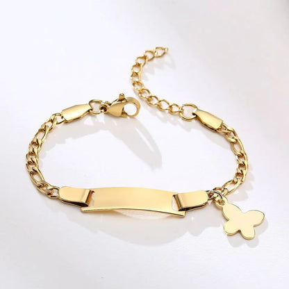 Gold Children's Bracelet With Butterfly Pendant WEM Support (www.WEM.support)