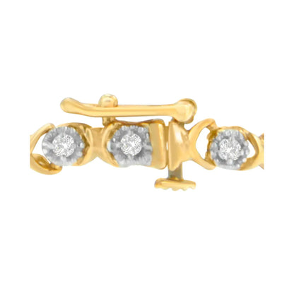 10K Yellow Gold Round Cut Diamond 'X' Bracelet (0.50 cttw, I-J Color, I3 Clarity) WEM Support (www.WEM.support)