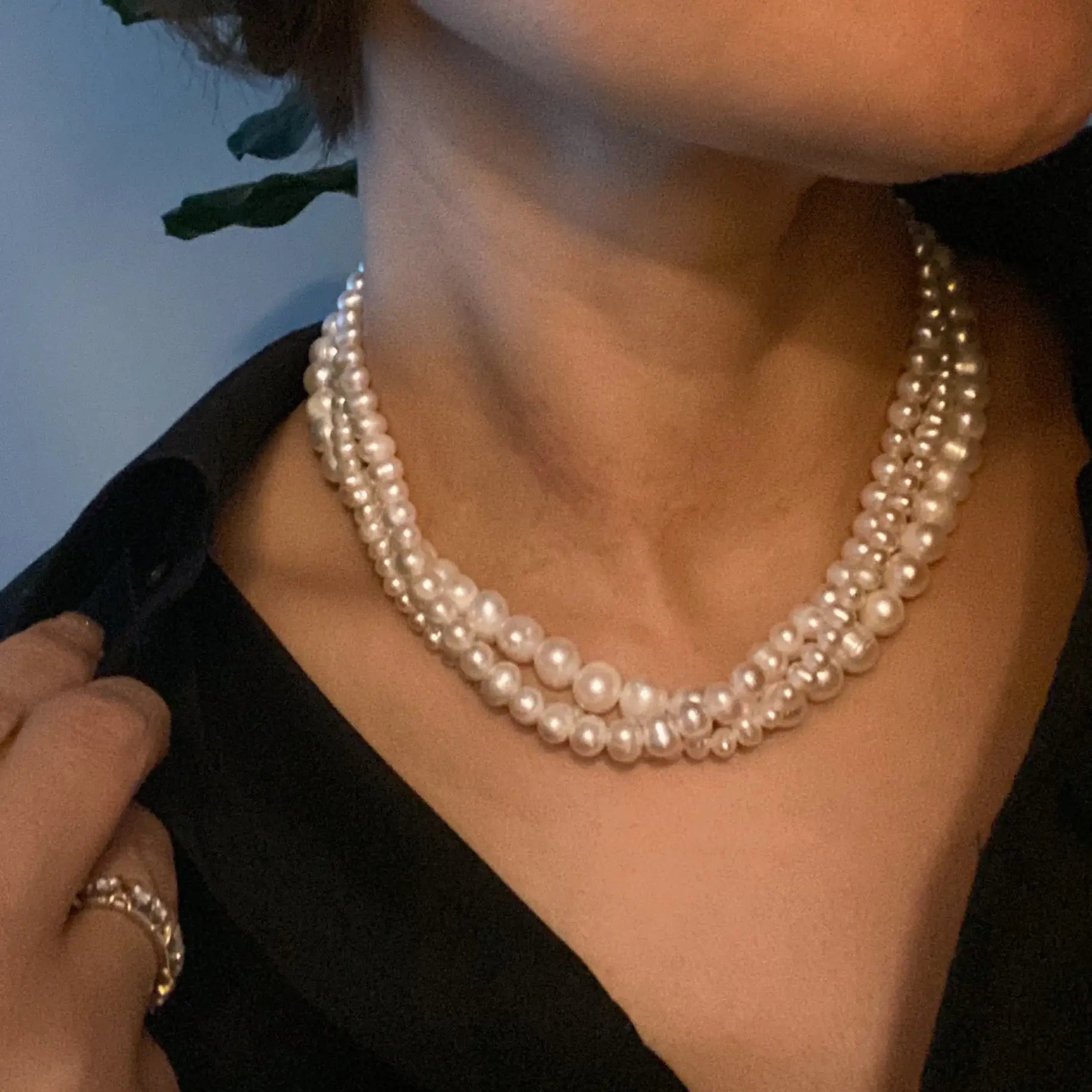 Clover Clasp Genuine Pearl Necklace WEM Support (www.WEM.support)