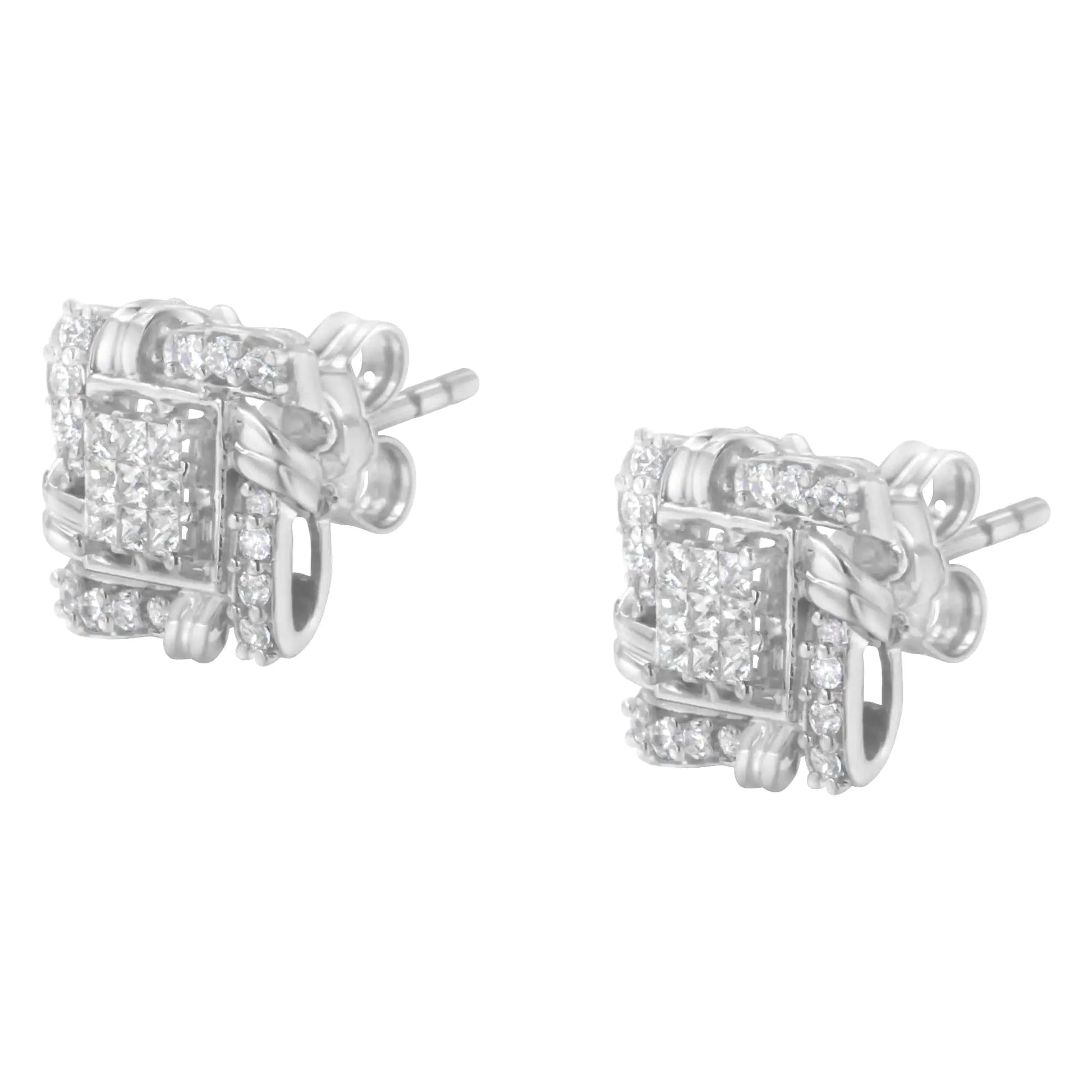 .925 Sterling Silver 1/2 Cttw Round-Cut Diamond Stud Earrings (I-J Color, I1-I2 Clarity) WEM Support (www.WEM.support)