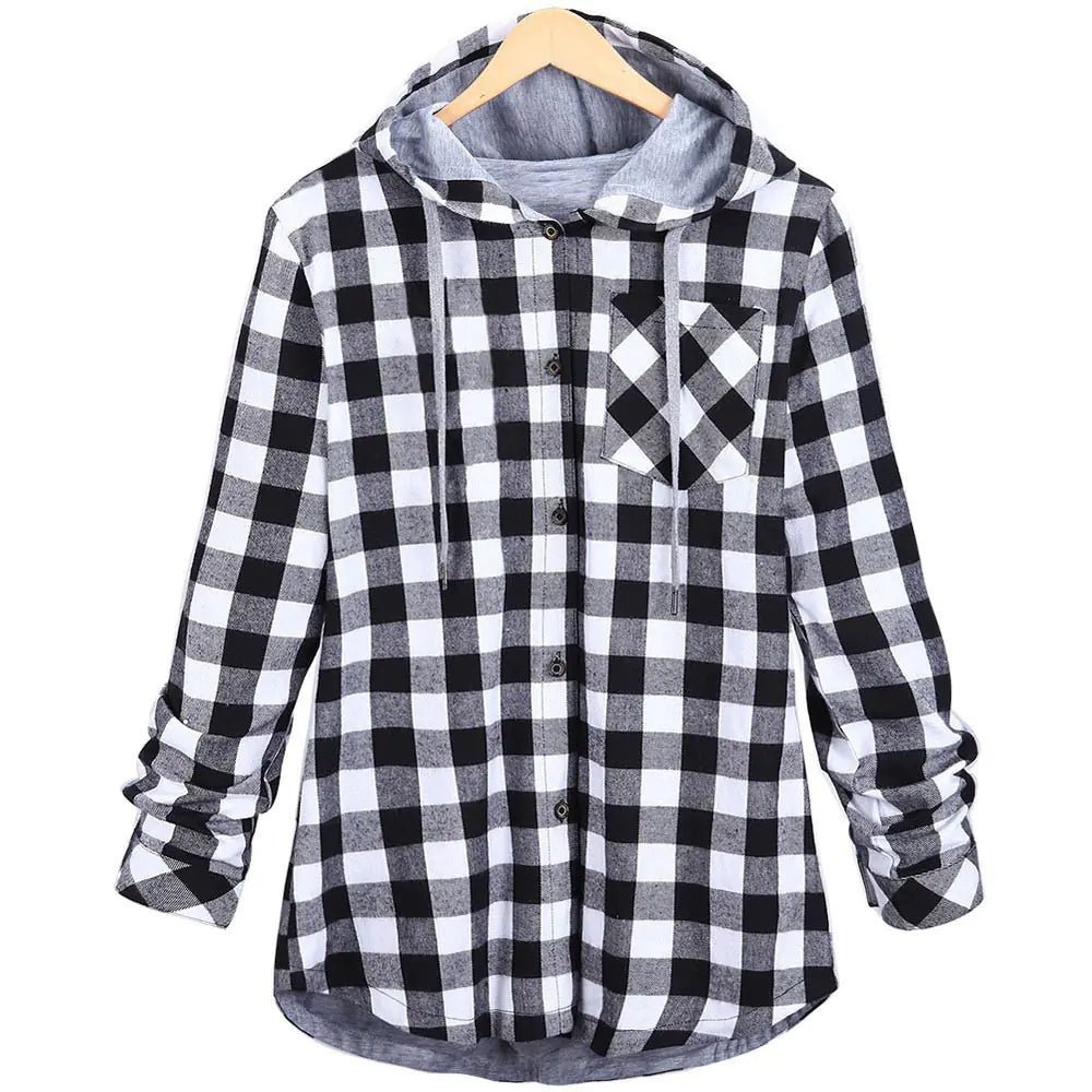 Multicolor Checked Hooded Cardigan for Women - Catch Cards