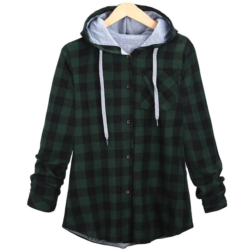 Multicolor Checked Hooded Cardigan for Women - Catch Cards