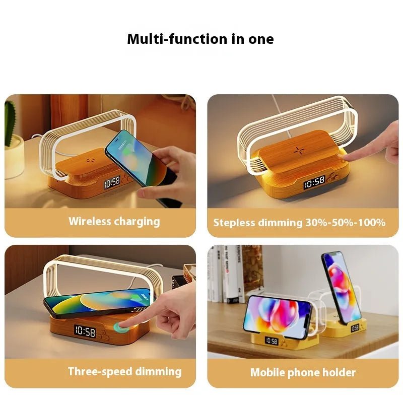 Multifunctional Lamp with Clock & Wireless Charger - Catch Cards