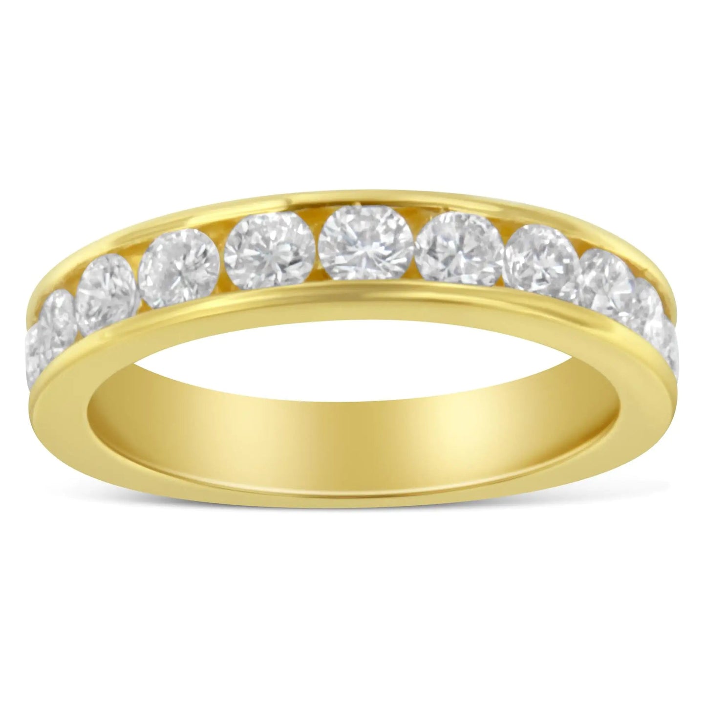 18K Yellow Gold Round Cut Diamond Band Ring (1 Cttw, H-I Color, SI2-I1 Clarity) WEM Support (www.WEM.support)