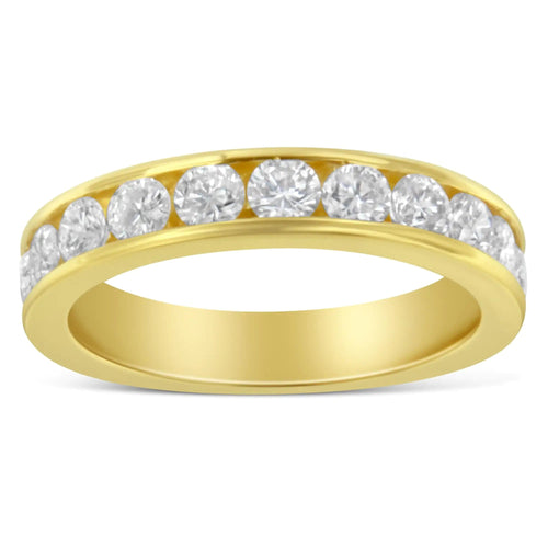 18K Yellow Gold Round Cut Diamond Band Ring (1 Cttw, H-I Color, SI2-I1 Clarity) WEM Support (www.WEM.support)